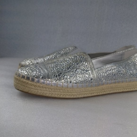GIANNI BINI Espadrille Loafer with Sequins sparkly jewels, padded insole 8.5 NEW - Picture 2 of 10